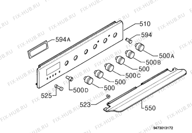 Взрыв-схема плиты (духовки) Privileg 458.597 2/30456 - Схема узла Command panel 037